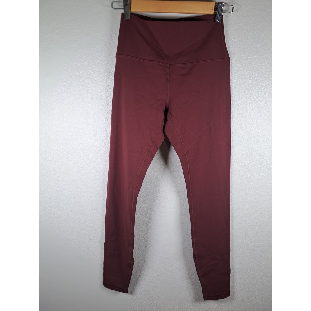 CRZYOGA Red Merlot High Waisted Yoga Leggings Size M 8/10 Burgundy Workout Tight